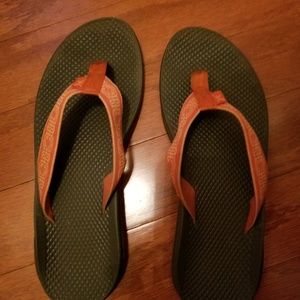 Orange flip flops worn 1 time.